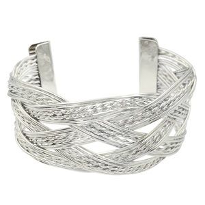 Silver Tone Braided Wire Cuff Bracelet
